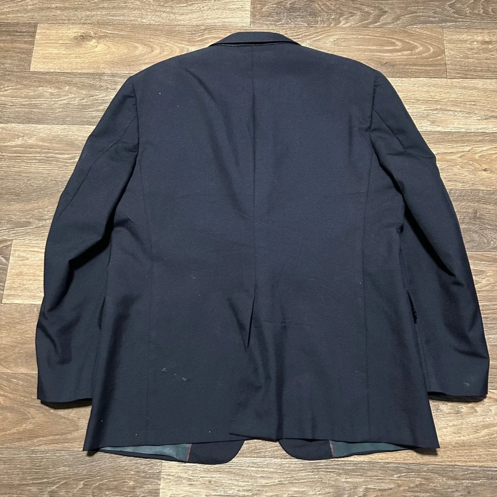 Huntington Blazer Mens 44R Navy Blue Wool 2-Button Sport Coat Made in USA